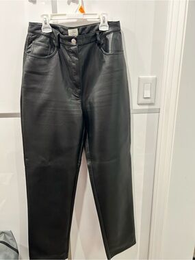 Wilfred Black Faux Leather Straight-Leg Pants